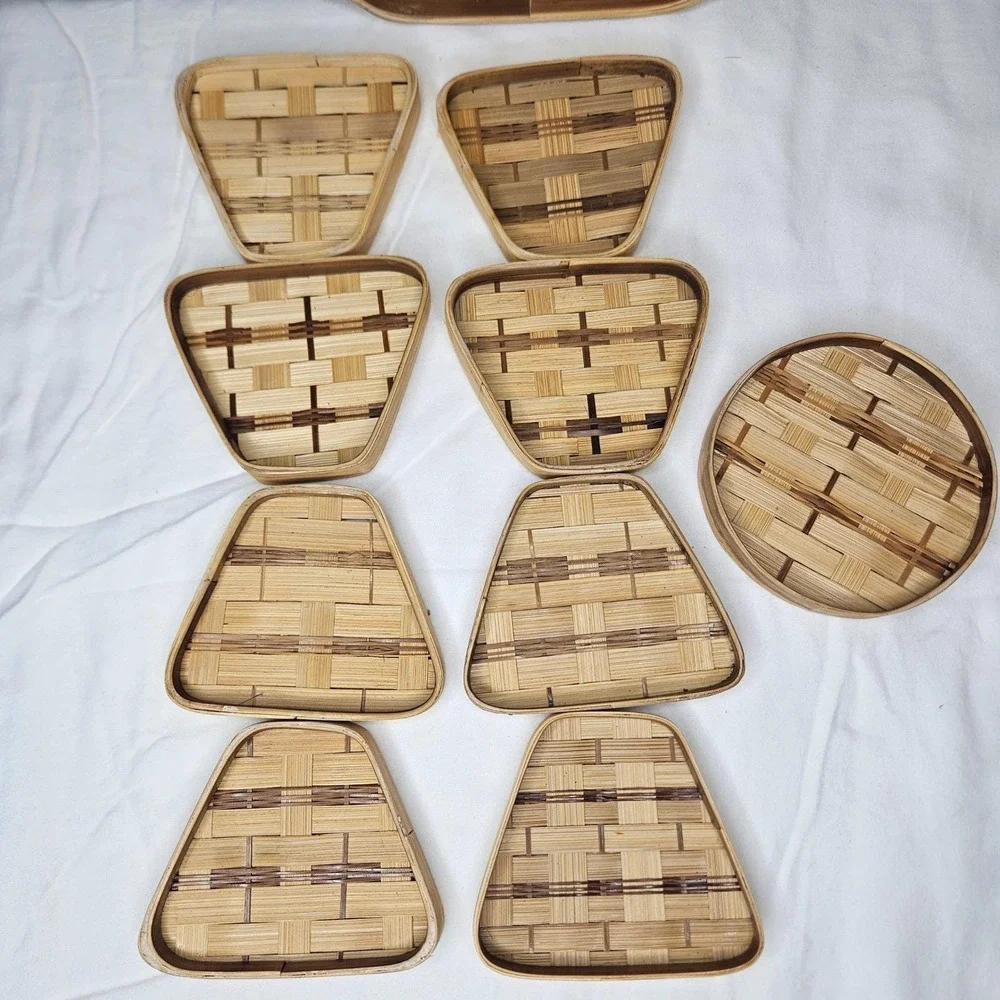 Handmade Woven Bamboo Octagon Serving Tray 10pc Appetizer Platter Philippines‎